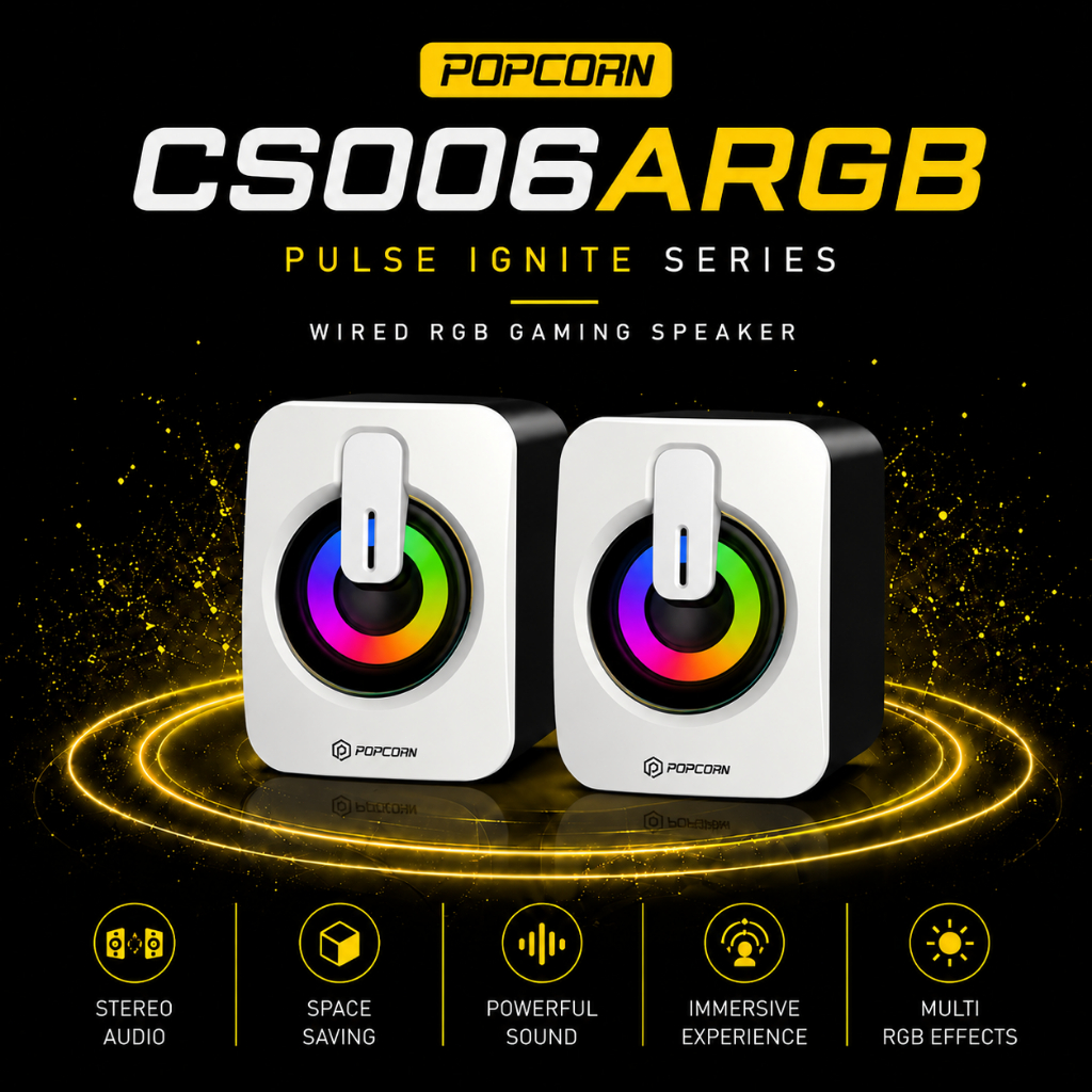 Popcorn CS006 Mini Speaker PC RGB Desktop Gaming Subwoofer Speaker Laptop Surround Stereo speaker