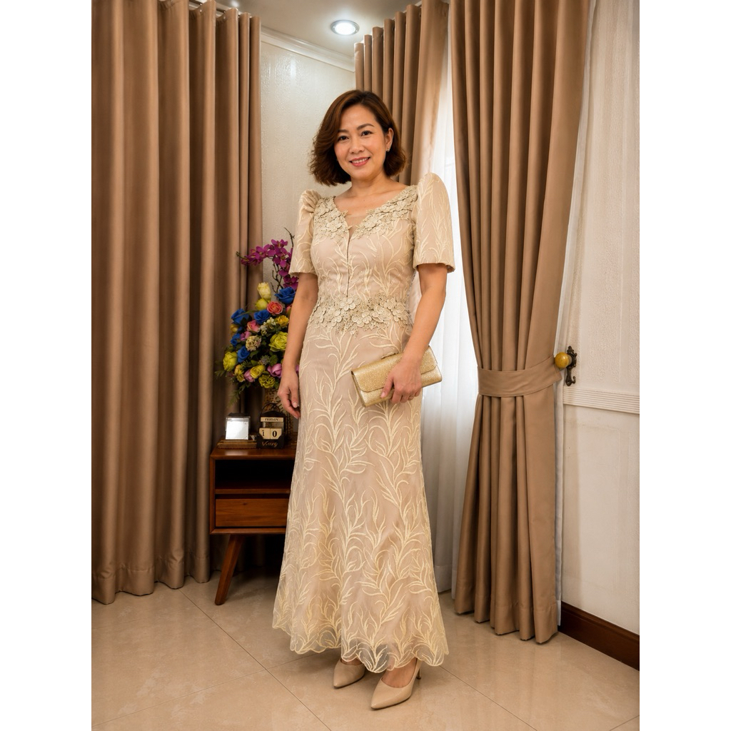 LATEST MODERN Filipiniana Mestiza Dress Vshape Semi Serpentine Skirt