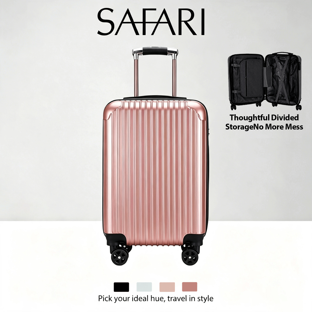 Safari Trolley Luggage Suitcase Travel Bag Silent Spinner Wheels Carry-On Boarding Hand Carry 20/24