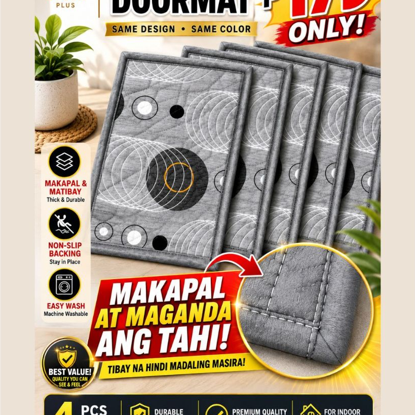 PREMIUM Doormat - 4 pcs for 179 ONLY Rectangle SAME COLOR AND DESIGN - MATIBAY/MAKAPAL/MALAMBOT