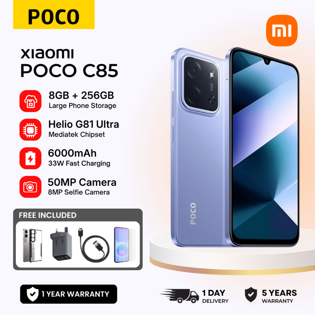 POCO C85 Smartphone | 6.9" Display | 8GB+256GB | 6000mAh & 33W Fast Charge