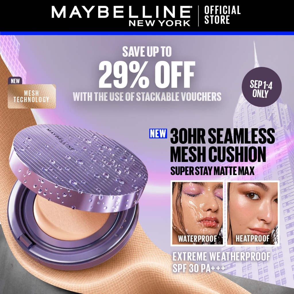 [NEW!]Maybelline Super Stay Matte Max Cushion Foundation - Mesh SPF30 PA+++ 30HR Seamless Matte Full