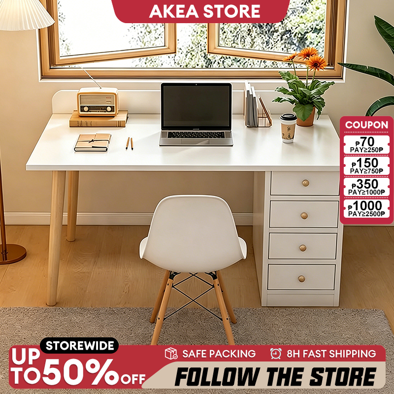 Study Table With Drawer Wooden Office Table Multi-purpose Computer Desk Space Saving WFH Lamesa