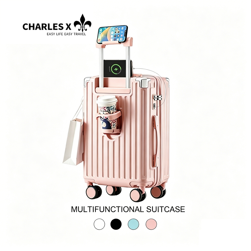 CHARLES X Luggage, multi-functional, large capacity, 360° silent omnidirectional wheels.