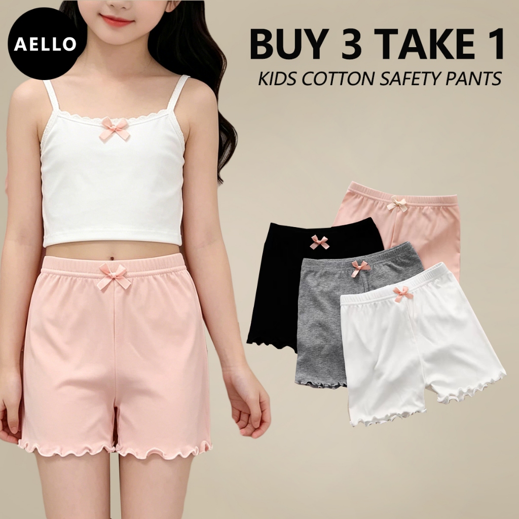 AELLO.BUY3 TAKE 1 Girls Modal Cotton Safety Pants Kids Three Quarter Boxer Shorts Anti-exposure Chil