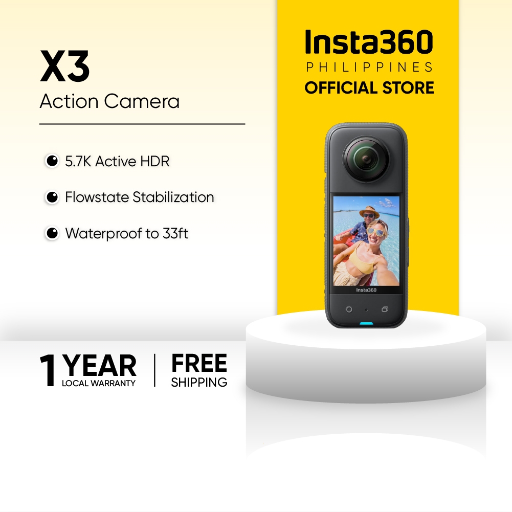 Insta360 X3 Waterproof 360° Action Camera with 5.7K Active HDR Video and Flowstate Stabilization
