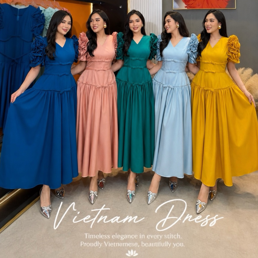 Premium Silk and Flower-Sleeve Women's Outfit Elegant Maxi Dress