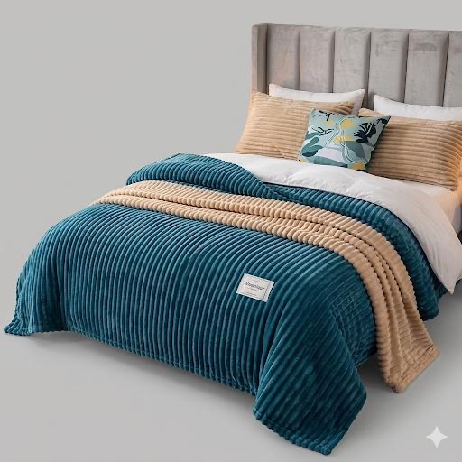 Premium Soft Velvet Fleece Blanket King Size 200x230cm Ultra Warm Thick Cozy Bedspread All Seasons