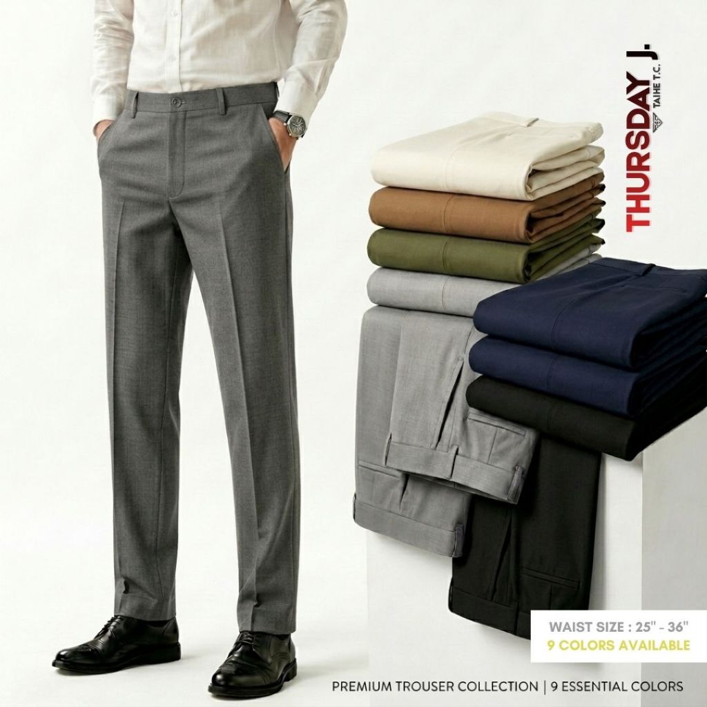 Formal Wear Thick Fabric Trouser Pants for Men with Tailored Fit for Weddings & Business Meetings