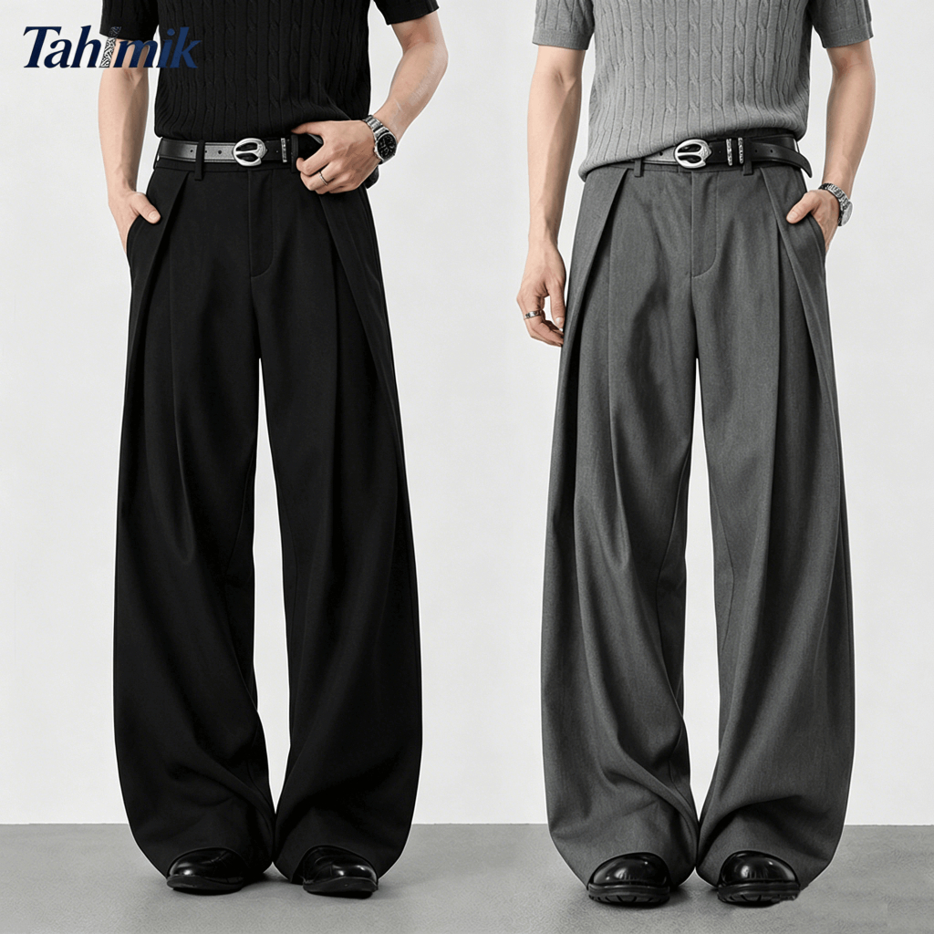 TAHIMIK Baggy Suit Pants For Men Wide Leg Pants Korean Style Trousers Mens Casual Pants Unisex