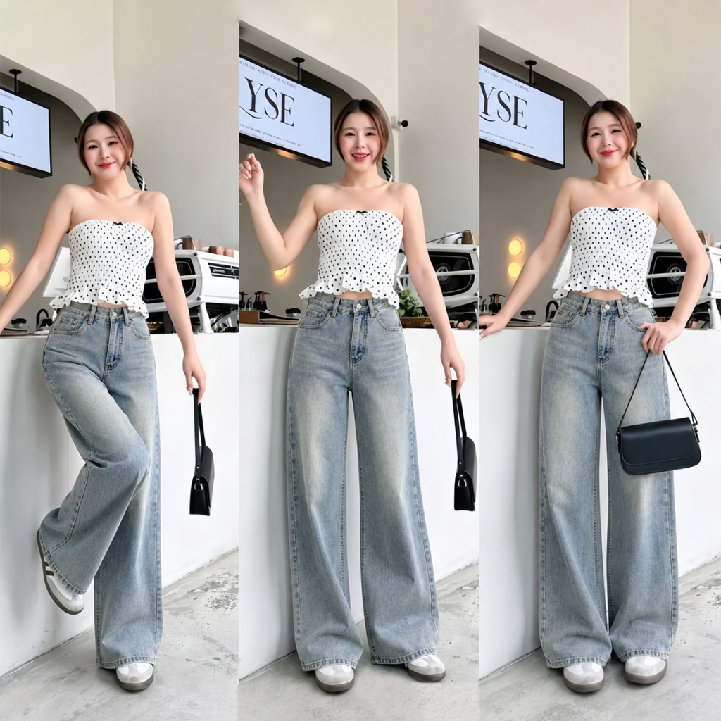 FLAER #01-3 Wide Leg Jeans for Women High Waist Maong Pants Baggy Straight Cut Korean Style