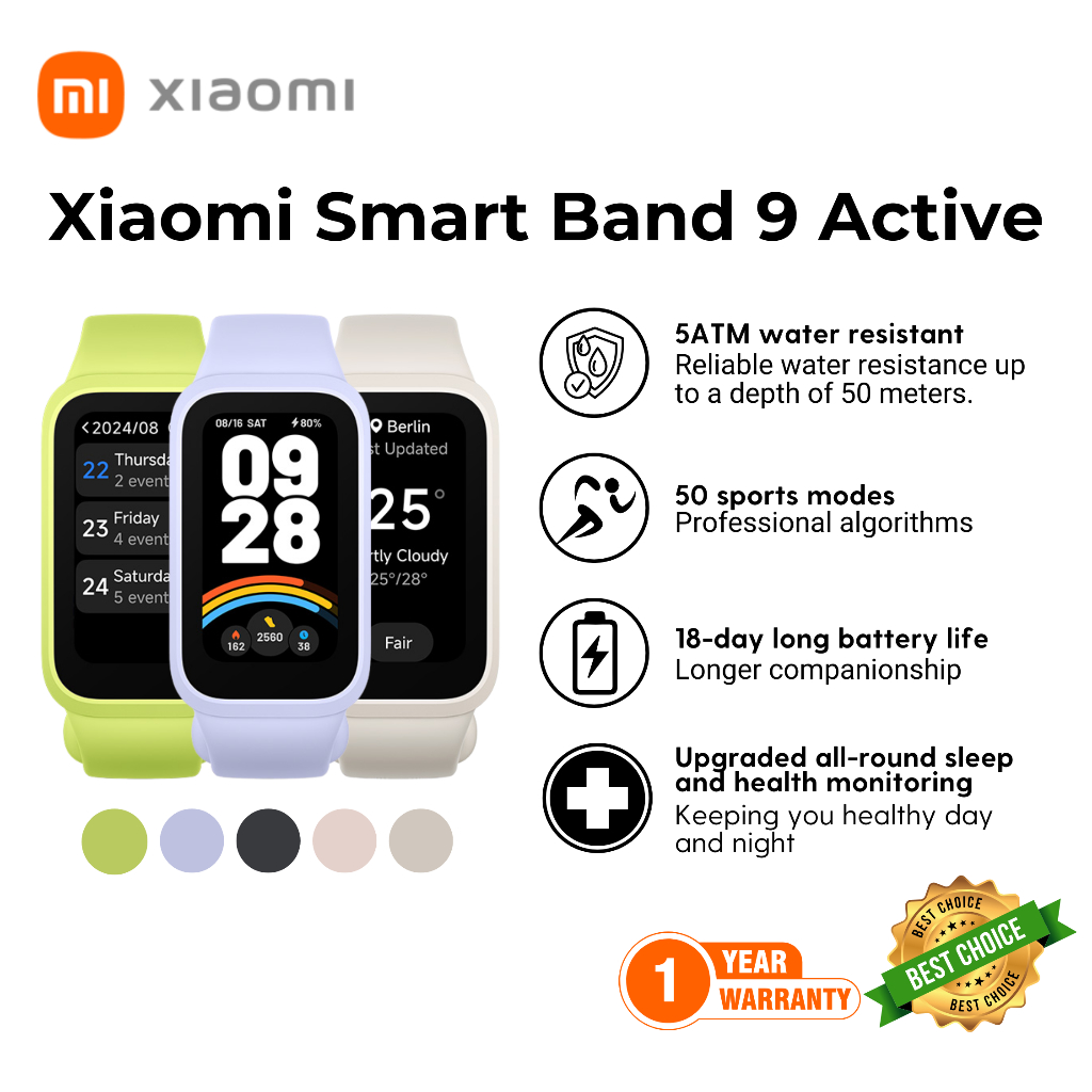XIAOMI SMART BAND 9 ACTIVE | 1.47'' TFT display, 60Hz high refresh rate