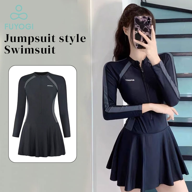 FUYOGI Swimsuit for Women One Piece with Pad Zipper Quick Dry Hot Springs Vacation Fashion