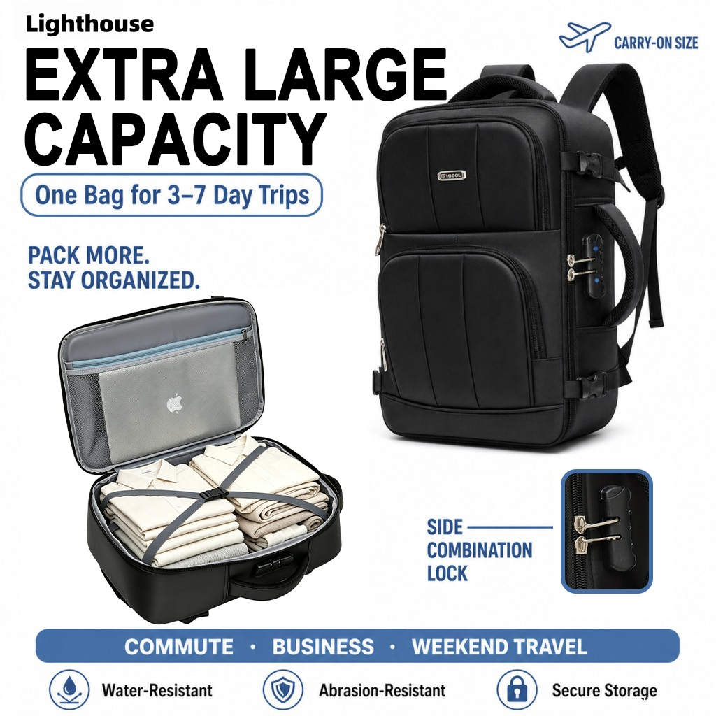 30-45L large capacity travel backpack for men combination lock zipper waterproof boardable bag