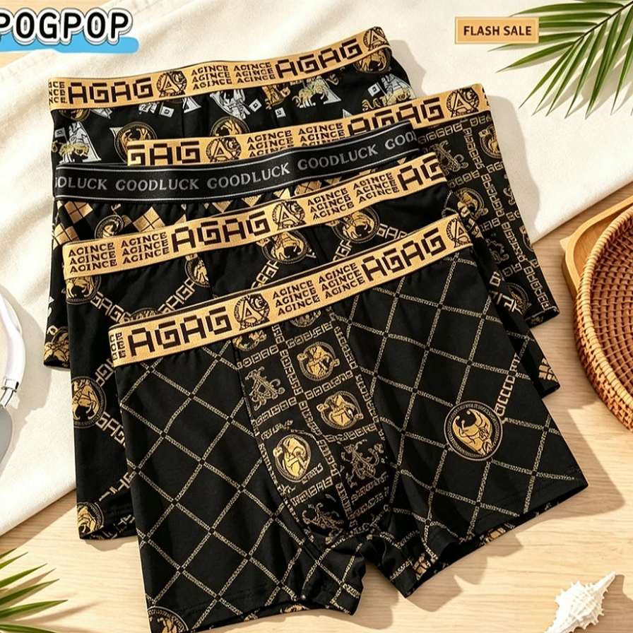 【P&P】4Pcs Underwear Bench Fashion Boxer Briefs Shorts For Men High Quality Breathable Cotton【L—4XL】
