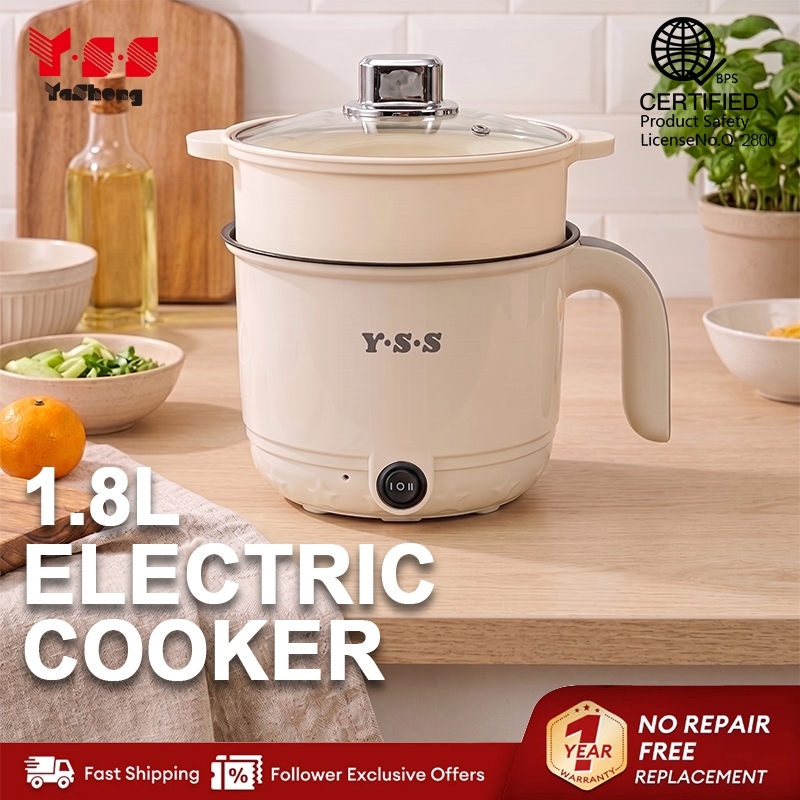Y·S·S 1.8L Mini Rice Cooker MultiFunction Electric Cooker With Steamer Non Stick Pan Hot Pot