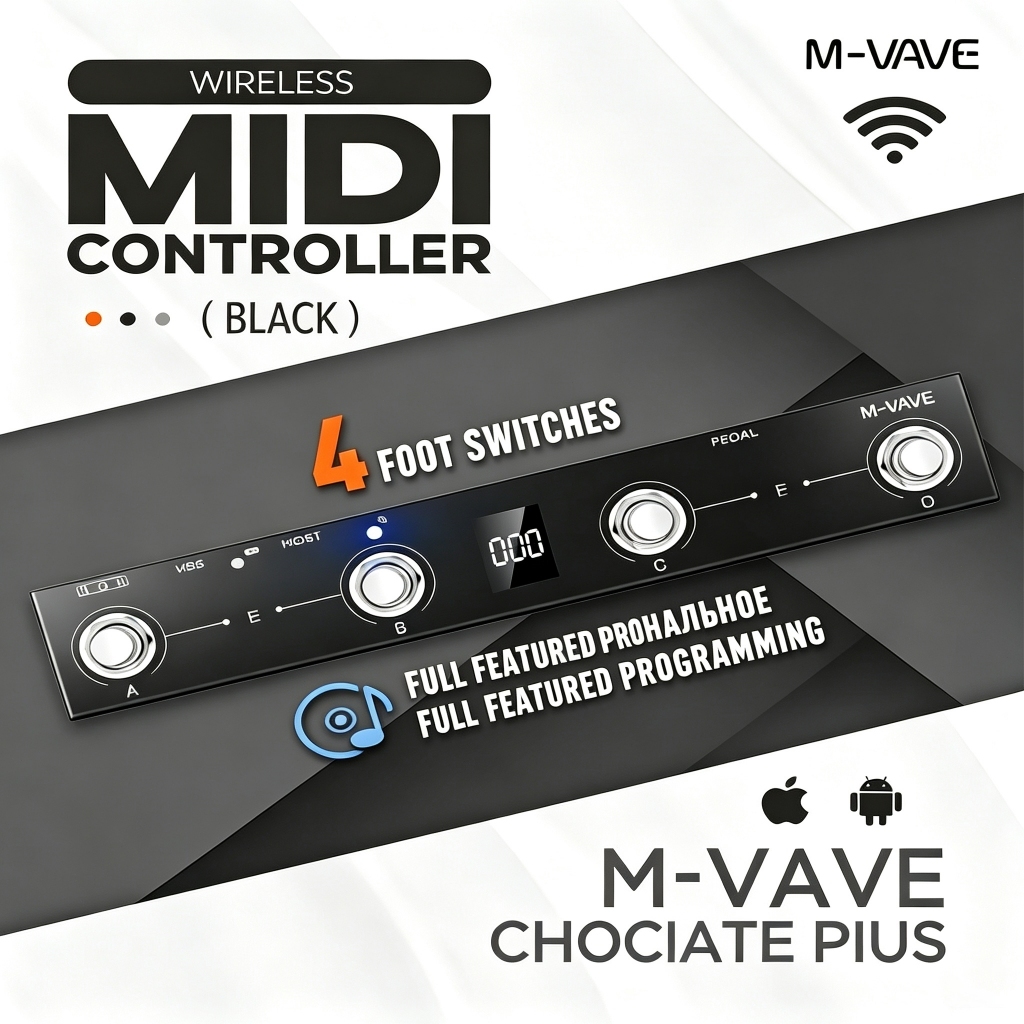 M-vave Chocolate Plus Programmable MlDl Controller 4 Buttons FootswitchSupports USB MIDI