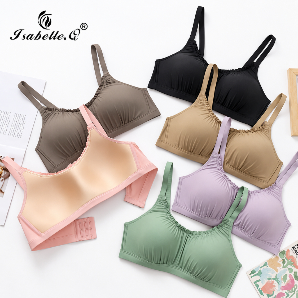 Isabelle.Q Full Cup Wireless Bra (Cup C) with Ruffle Trim Detail and Adjustable Straps – #AMJ308