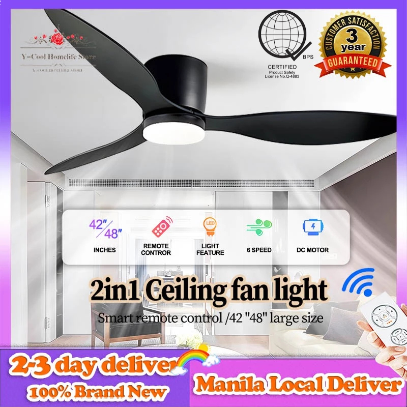 Nordic ceiling fan with light 52 inch 3 blade inverter 3 color chandelier fans lamp remote big size