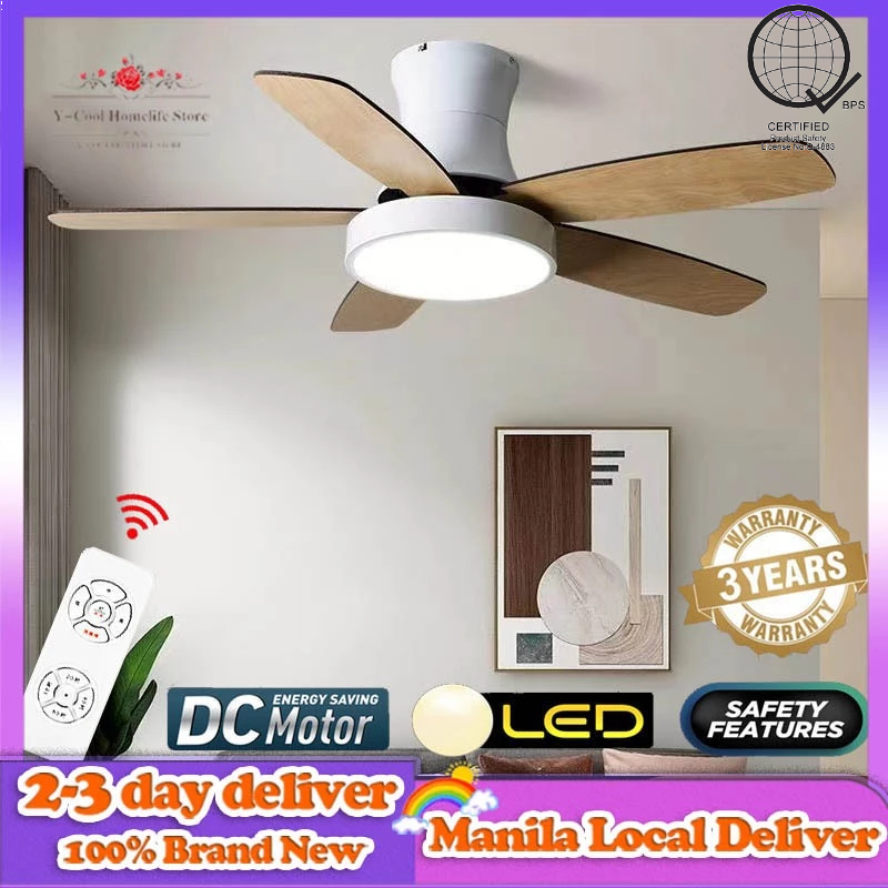 COD Nordic Ceiling Fan Ceiling Light Dc Motor Chandelier Led Ceiling Fans With Light Wood Color Lamp