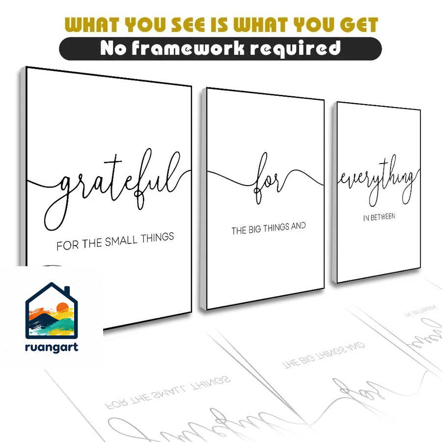 Decorative Wall Art 3PCS -Grateful For Everything Thanksgiving Mural Frame wall decoration
