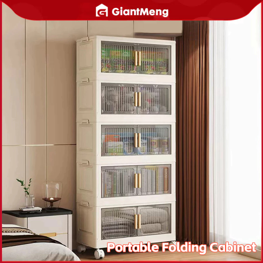 GiantMeng 40-80cm Multifunctional Storage Organizer with Wheels Portable Foldable Cabinet Magnetic