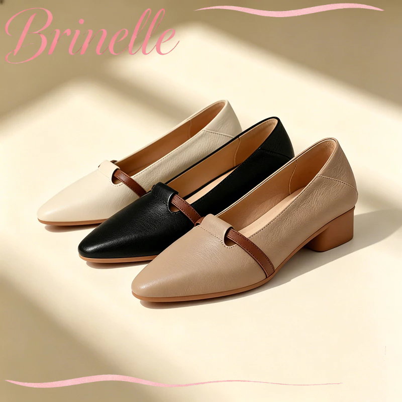 Brinelle office shoes for women Low Heel Loafers Silp On Women’s Pointed Toe Leather Fomal Shoes