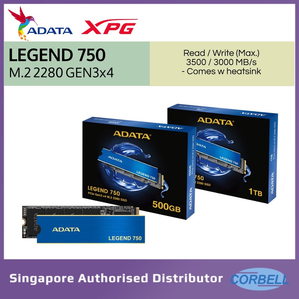 ADATA LEGEND 750 PCIe Gen3 x4 M.2 2280 Solid State Drive 500GB | 1TB ...