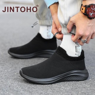 【JINTOHO】Plus Size 35-45 Unisex Loafers Fashion Warm Fur Men Shoes Slip On All Black Shoes For Men And Women #3