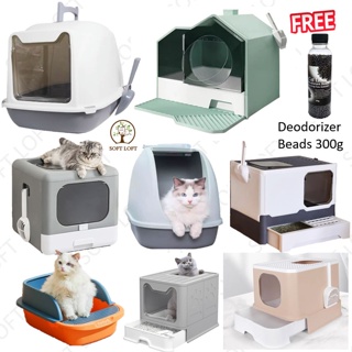 Cat Litter Box Full Enclosed Flip Cat Litter Box With Odor Removal / Cat Closed Litter Pet Toilet