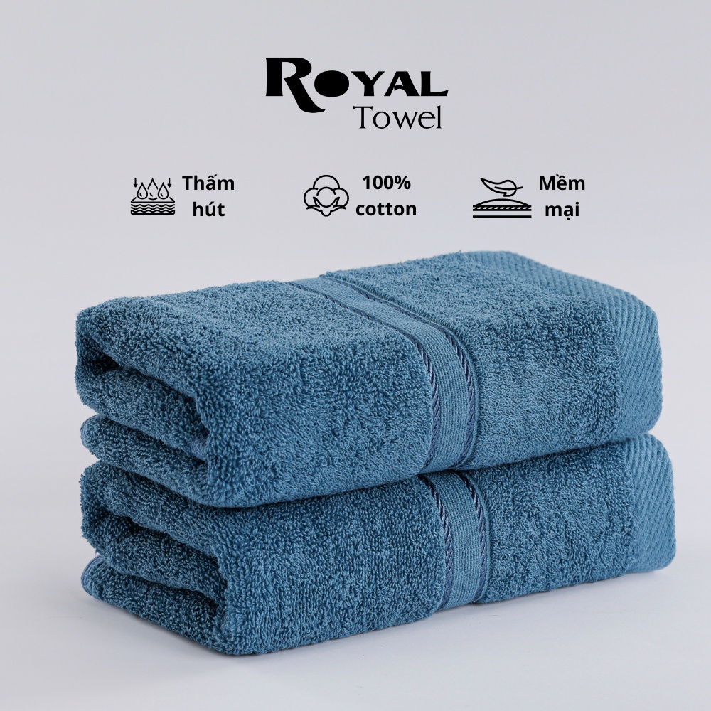 Khăn lau đầu khăn gội Royal 35x80cm với sợi bông cotton dày thấm hút tốt