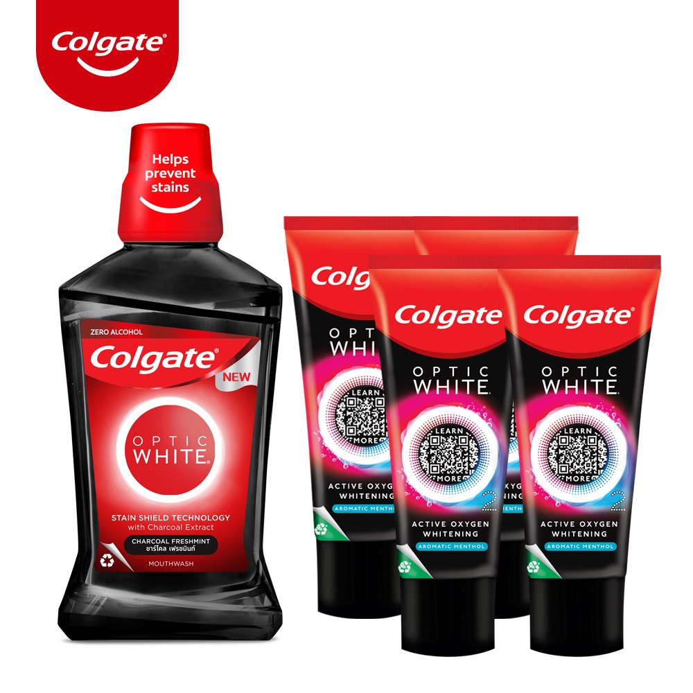 [HB gift] Combo of Colgate Optic White teeth whitening mouthwash + set