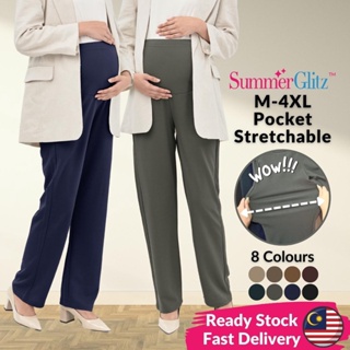 Summerglitz Maternity Stretchable Straight Cut Pants | Pants Containing Muslimah Long Pockets