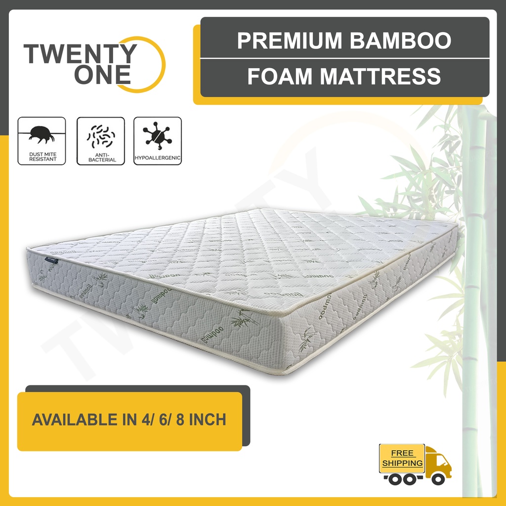 Twentyone Premium Bamboo Foam Mattress (Available in 4/ 6/ 8 Inch