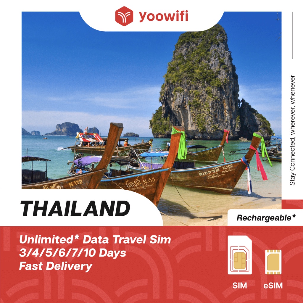 [Yoowifi] Thailand Travel SIM & eSIM with unlimited data 4G Fast delivery