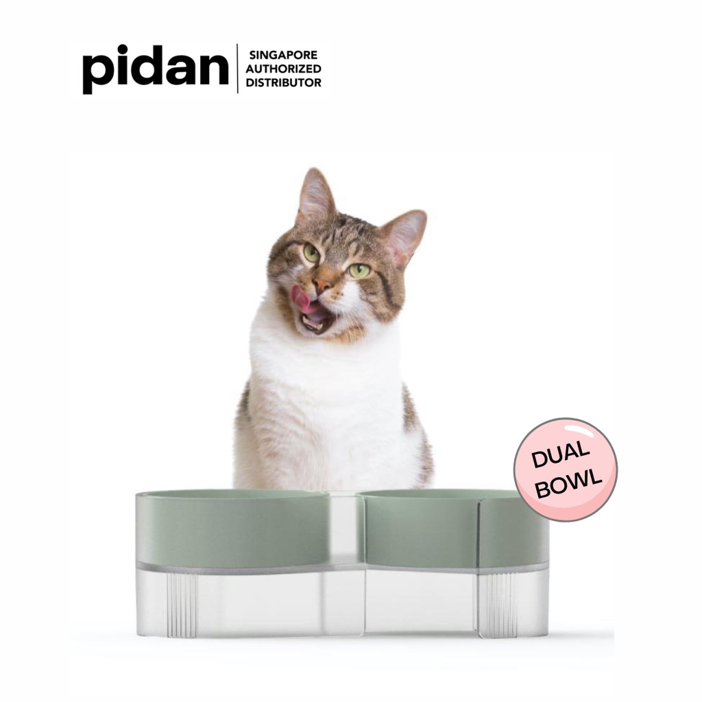 pidan Double Cat Bowls with Stand Pet Bowls for Cats Raised ABS Material S-Shape 