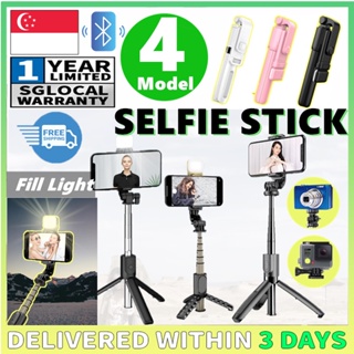 ⭐[Sg Seller] Bluetooth Portable Selfie Stick Tripod Stand Selfie with Fill Light Phone Holder For All Phones 便携三脚架手机支架