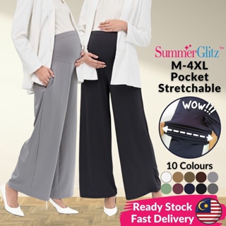 SummerGlitz Maternity Palazzo Plus Size Pants 4XL Pocket / Seluar Mengandung Palazo Poket / Muslimah Pregnant Pants