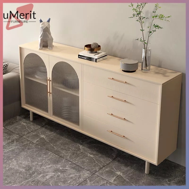 Cupboard sideboard luxury cream style rock board sideboard storage