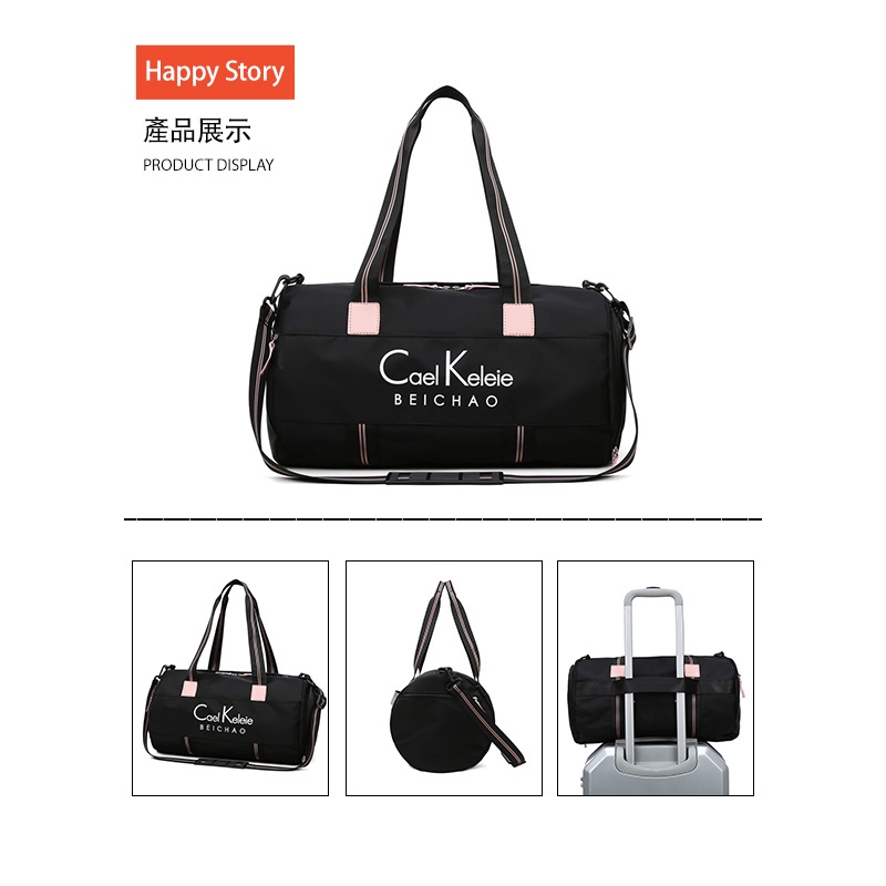 Korean Women Sweet Travel Duffel Bag Hand Carry Fashion Large Capacity Luggage Duffle Bag Printed Clothing Storage Weekender Bag Cute Trolley Cabin Bag Waterproof Gym Bag For crossbody shoulder Dry Wet Item Separation With Shoe Storage