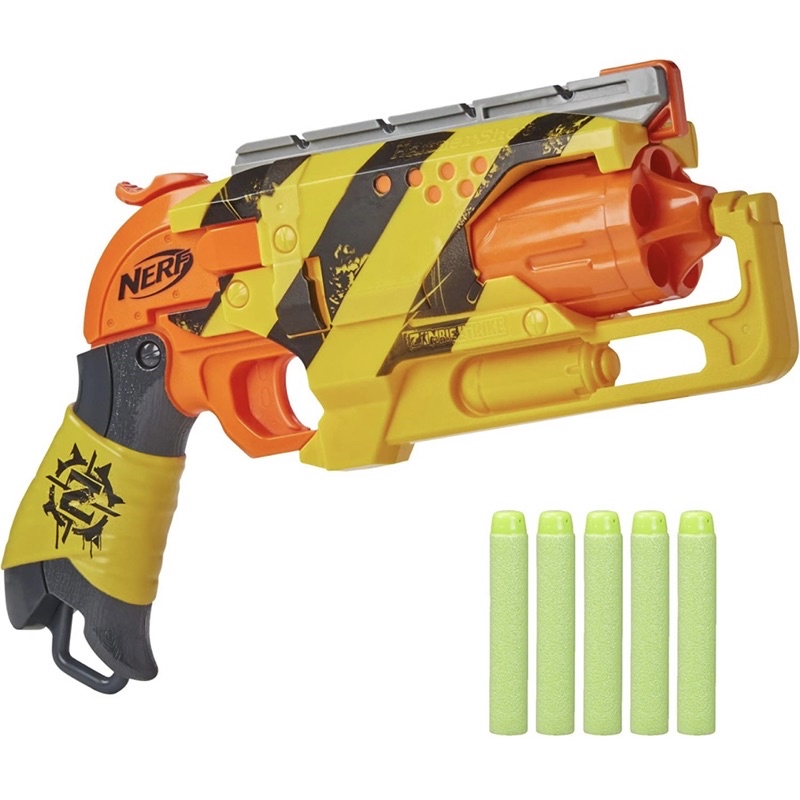 Ready StockBrand New NERF E6173 Zombie Strike Hammershot Blaster - Pull-Back Hammer-Blasting Action (5 Darts)