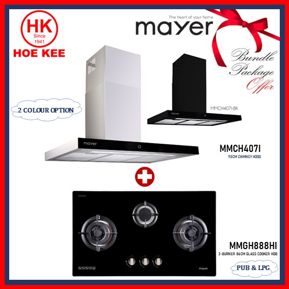(BUNDLE) Mayer MMCH407I 90cm Chimney Hood + Mayer MMGH888HI 86 cm 3