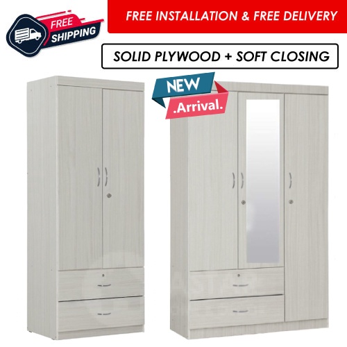 ASTAR Solid Plywood wardrobe in 2 door and 3 door with Soft closing in