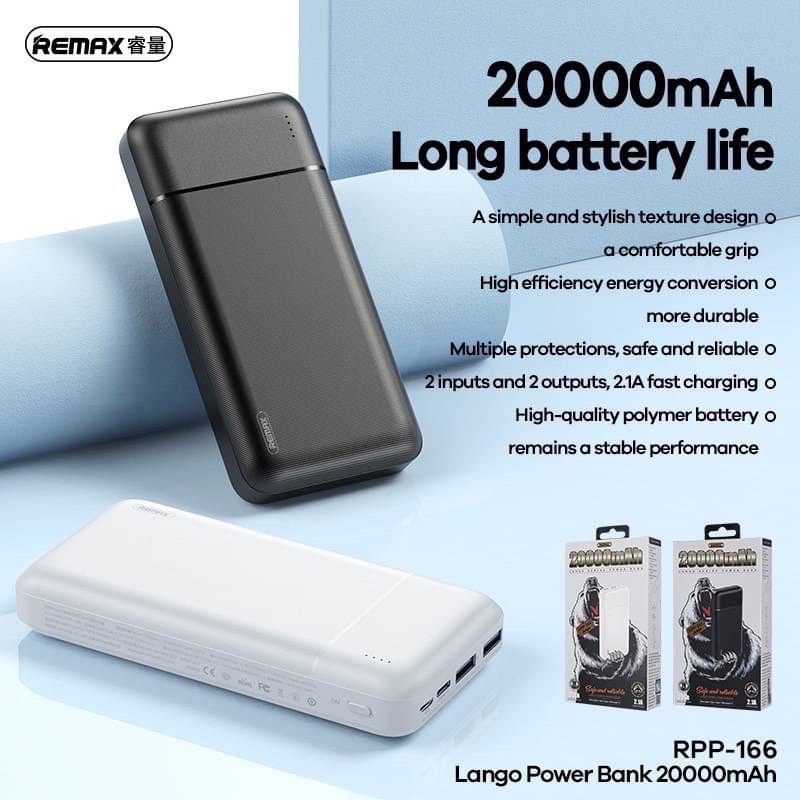 Remax RPP-166 20000mAh Powerbank Intelligent Multiple Output With Dual Input Power Bank Large capacity