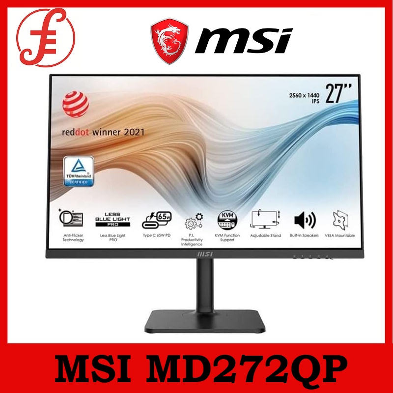 MSI Modern MD272QP 27 WQHD 165Hz Flatscreen/IPS Panel/75hz/4ms/Type C ...