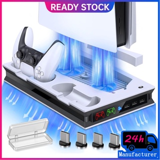 PS5 Controller Charging Station Dual Cooling Fans and 3 High speed USB Ports Vertical Stand for Sony Playstation 5