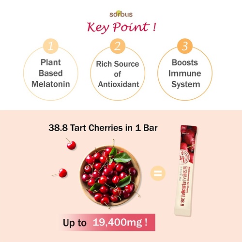 Image of Sorbus Montmorency Tart Cherry 38.8 Collagen 200mg Jelly Bar (7 days) #2