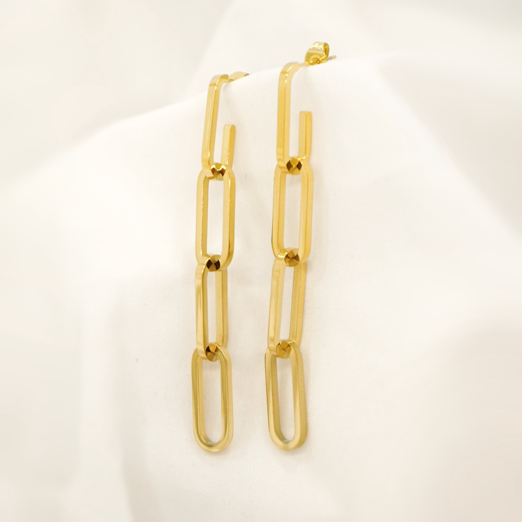 E1043 Curb Chain Earrings 18k Gold Stainless Steel Shopee Singapore