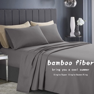 Luxury 100% Bamboo Fiber Fitted Bedsheet Silk Cooling Feel Bed sheet Super Soft Silky Smooth Bed Cover Single Queen King Size