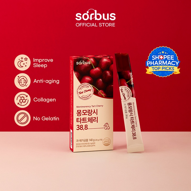 Image of Sorbus Montmorency Tart Cherry 38.8 Collagen 200mg Jelly Bar (7 days) #0